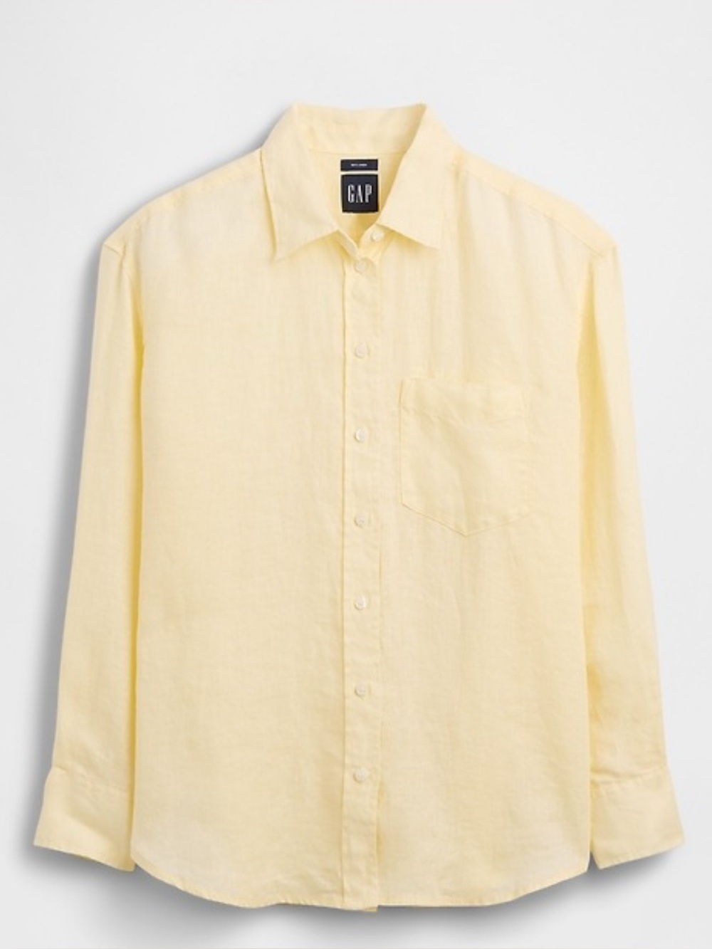 The Gap Linen Collection yellow button down long sleeve to, size Medium, EUC